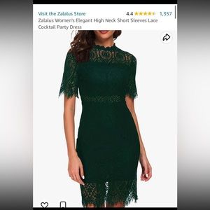 Green high neck lace dress